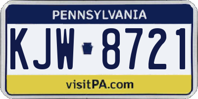 PA license plate KJW8721