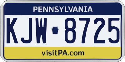 PA license plate KJW8725