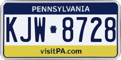 PA license plate KJW8728