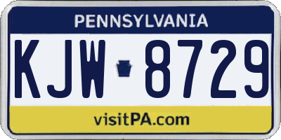 PA license plate KJW8729