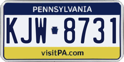 PA license plate KJW8731