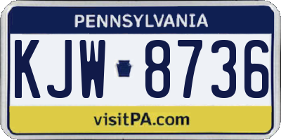 PA license plate KJW8736