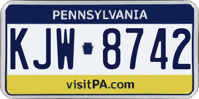 PA license plate KJW8742
