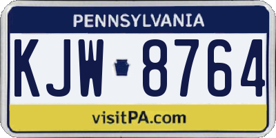 PA license plate KJW8764