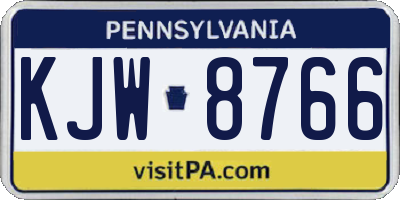 PA license plate KJW8766
