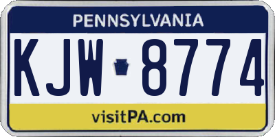 PA license plate KJW8774