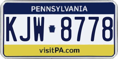 PA license plate KJW8778