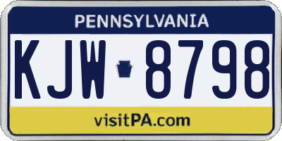 PA license plate KJW8798