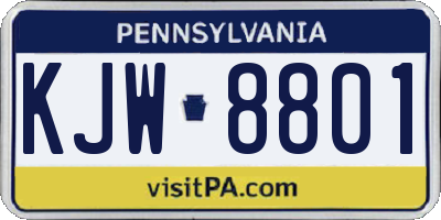 PA license plate KJW8801