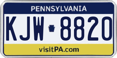 PA license plate KJW8820
