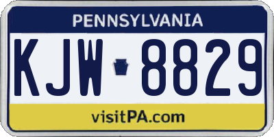 PA license plate KJW8829