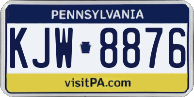 PA license plate KJW8876
