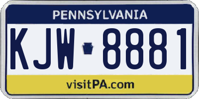 PA license plate KJW8881