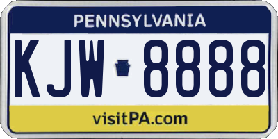PA license plate KJW8888