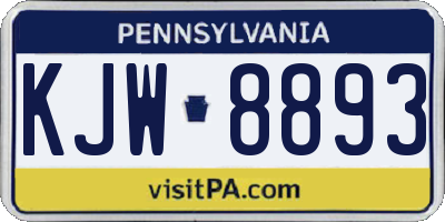 PA license plate KJW8893