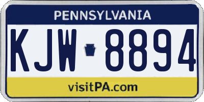 PA license plate KJW8894