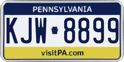 PA license plate KJW8899