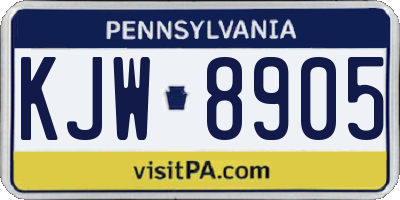 PA license plate KJW8905