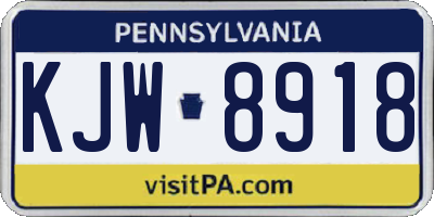 PA license plate KJW8918