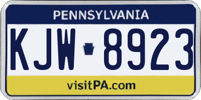 PA license plate KJW8923