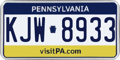 PA license plate KJW8933