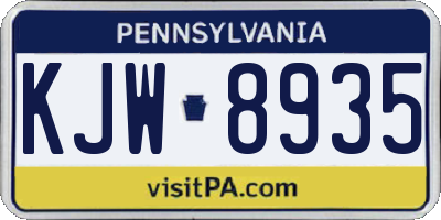 PA license plate KJW8935