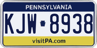PA license plate KJW8938