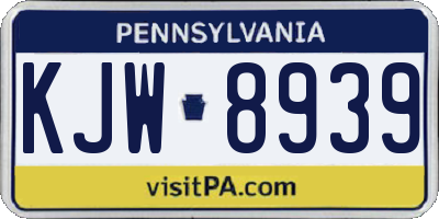 PA license plate KJW8939
