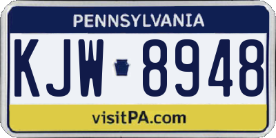 PA license plate KJW8948