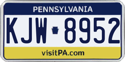 PA license plate KJW8952