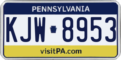 PA license plate KJW8953