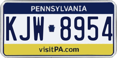 PA license plate KJW8954