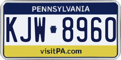 PA license plate KJW8960