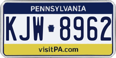 PA license plate KJW8962