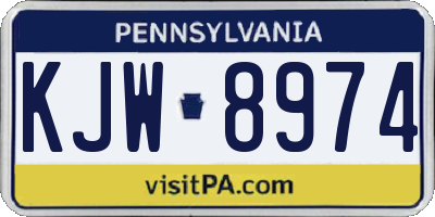 PA license plate KJW8974