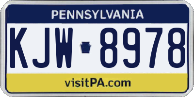 PA license plate KJW8978