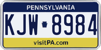 PA license plate KJW8984
