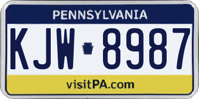 PA license plate KJW8987