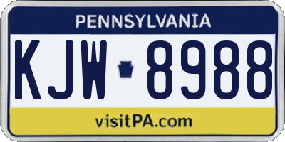 PA license plate KJW8988