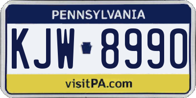 PA license plate KJW8990