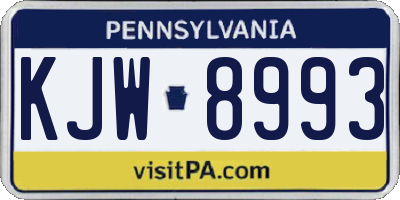 PA license plate KJW8993