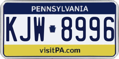 PA license plate KJW8996