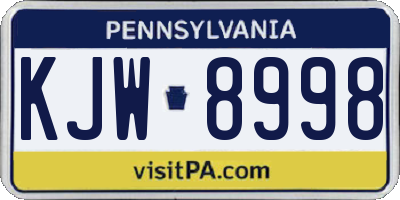 PA license plate KJW8998