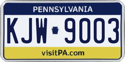 PA license plate KJW9003