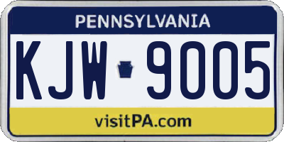 PA license plate KJW9005
