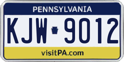 PA license plate KJW9012