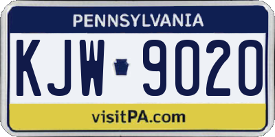 PA license plate KJW9020