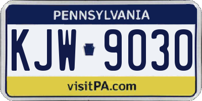 PA license plate KJW9030