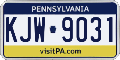 PA license plate KJW9031