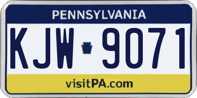 PA license plate KJW9071